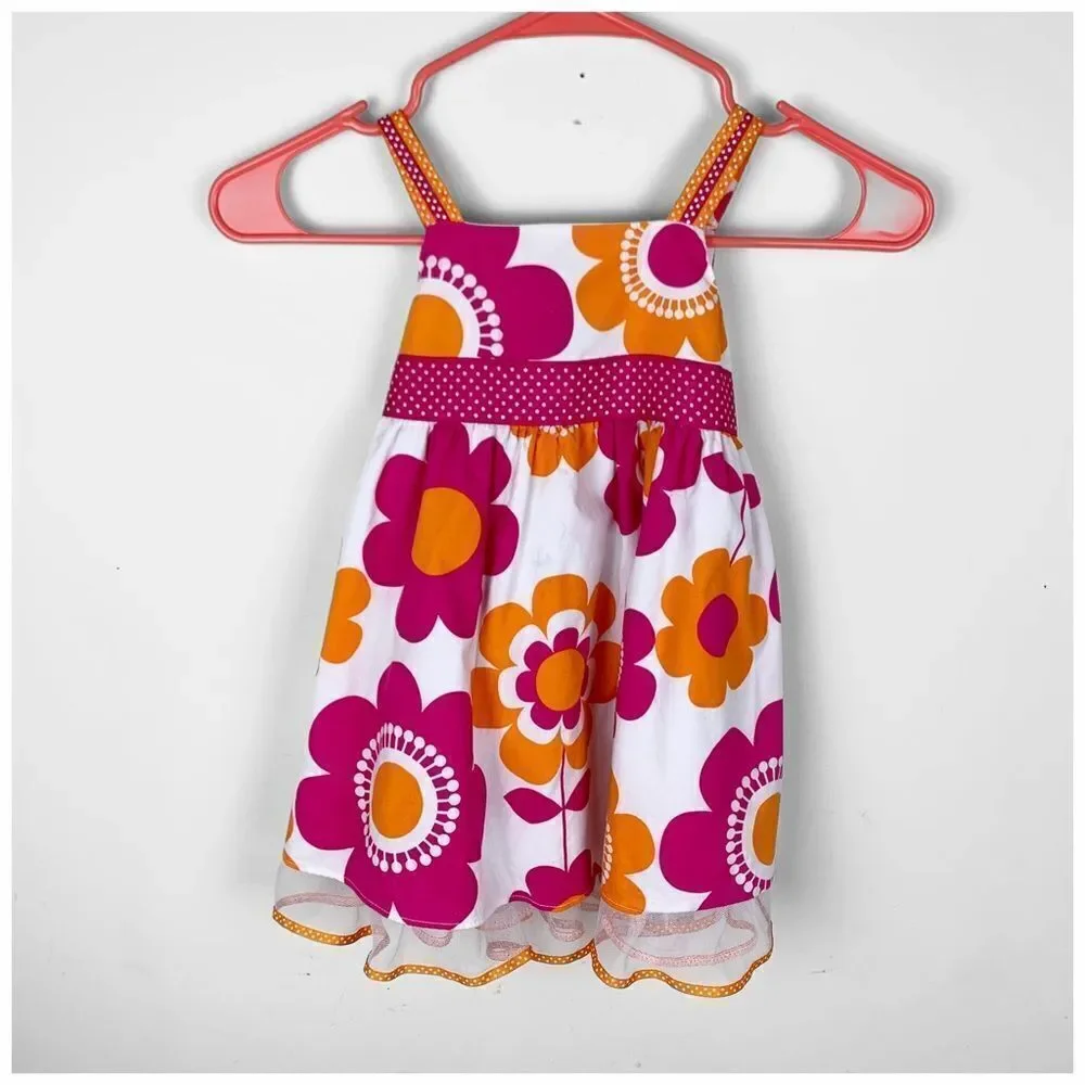 RARE EDITIONS Pink/White Floral Print Cotton Dress‎